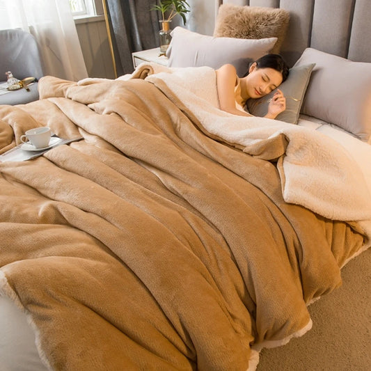 Plaid Marron Clair – Couverture Douce et Élégante en Laine Mélangée pour l’Hiver - PlaidChaud